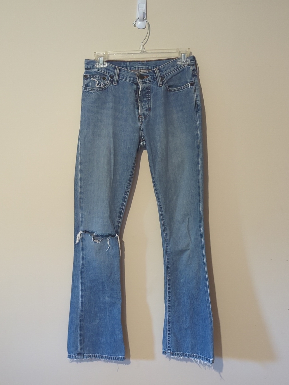 Vintage Y2K Abercrombie Flare Jeans Ripped Jeans Button Fly 26 x 32